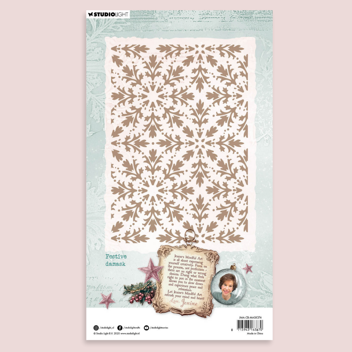 {coming soon!} Festive Damask Stencil Mask | Christmas Blush