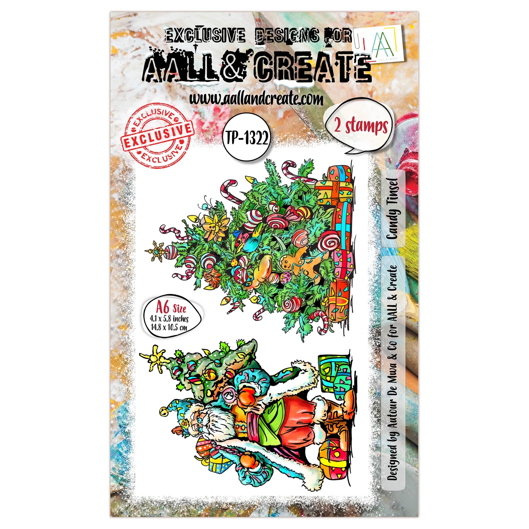 Candy Tinsel A6 Clear Stamp Set No. 1322 | Christmas