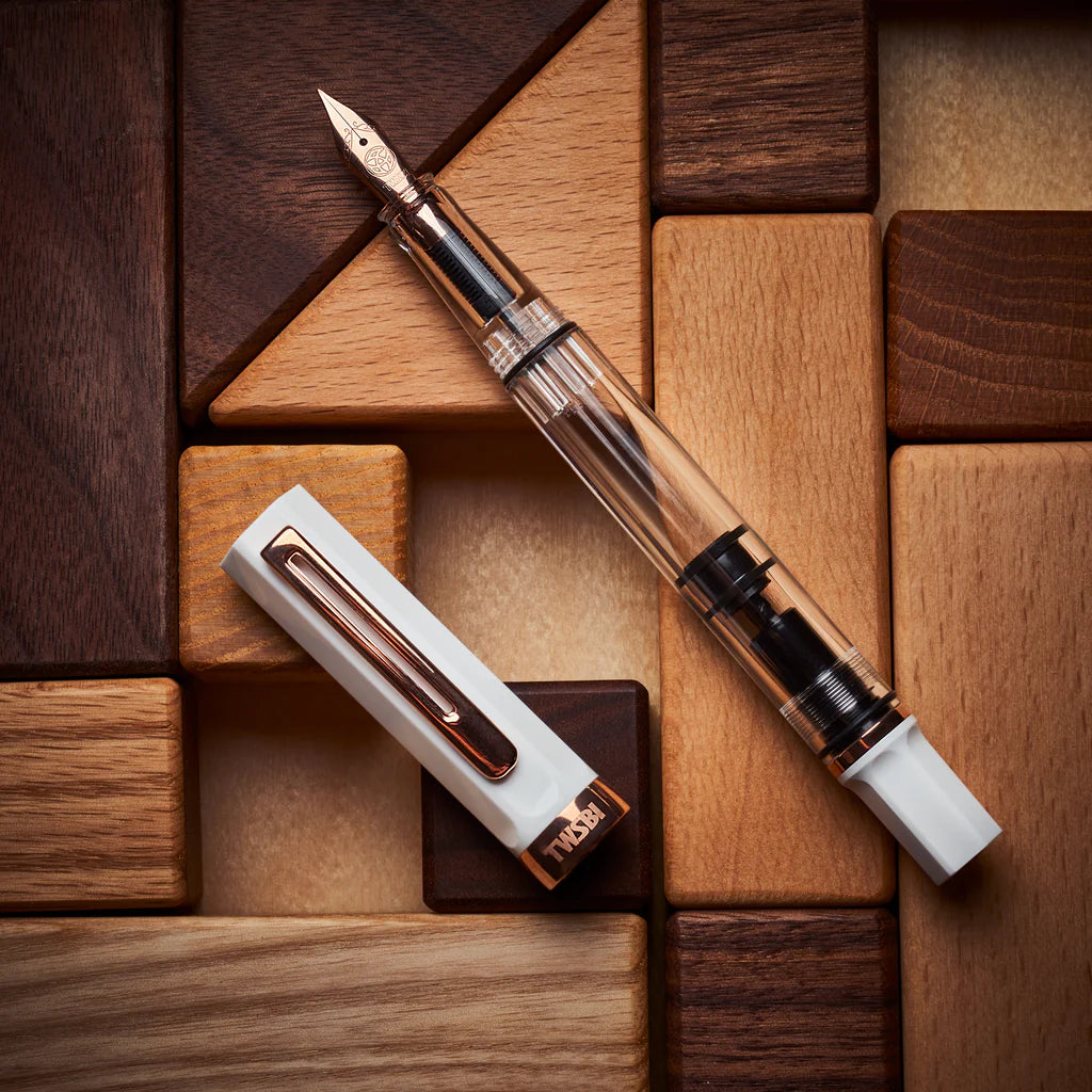 White + Rose Gold Eco Fountain Pen