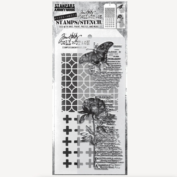 Botanic Collage + Plus/Focus Stamp + Stencil Set No. 60 | Tim Holtz
