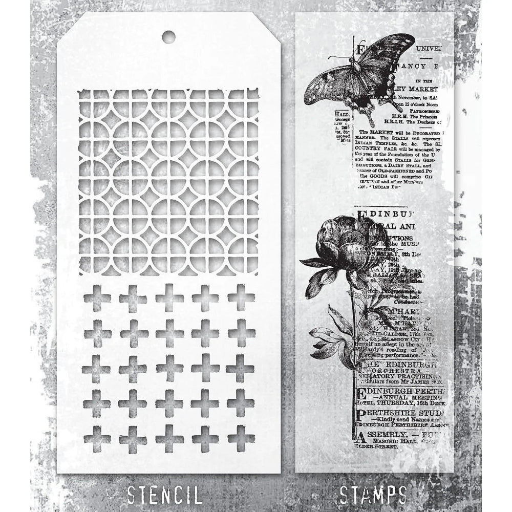 Botanic Collage + Plus/Focus Stamp + Stencil Set No. 60 | Tim Holtz