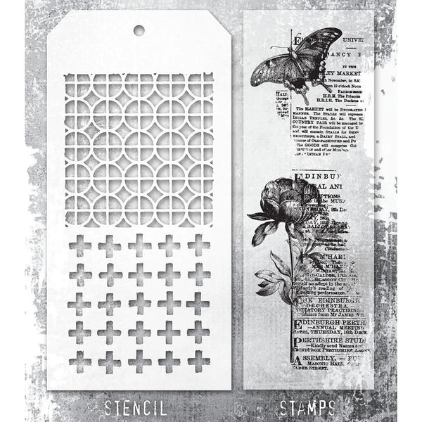 Botanic Collage + Plus/Focus Stamp + Stencil Set No. 60 | Tim Holtz