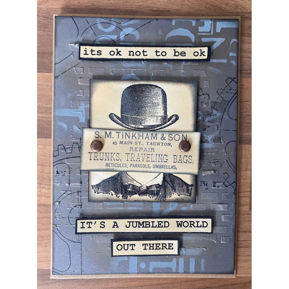 Distinguished + Plus/Herringbone Stamp + Stencil Set No. 16 | Tim Holtz