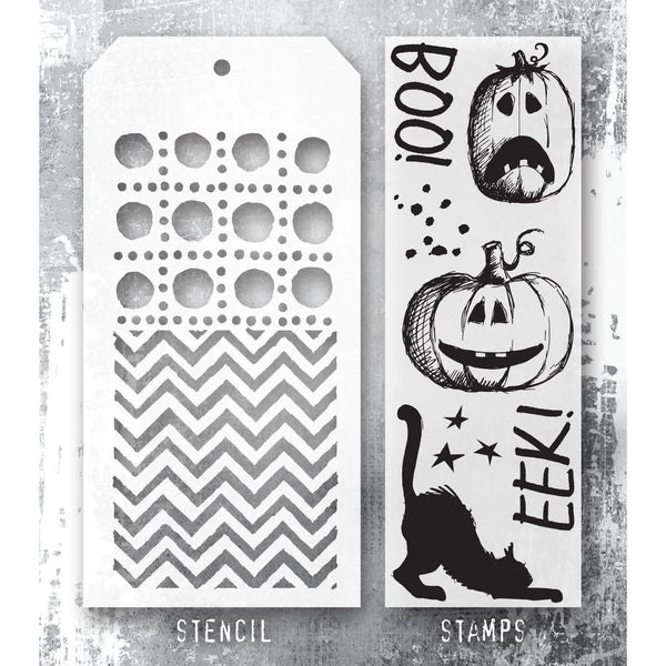 Eek a Boo Mixed Media Stamp + Stencil Set {Halloween} | Tim Holtz