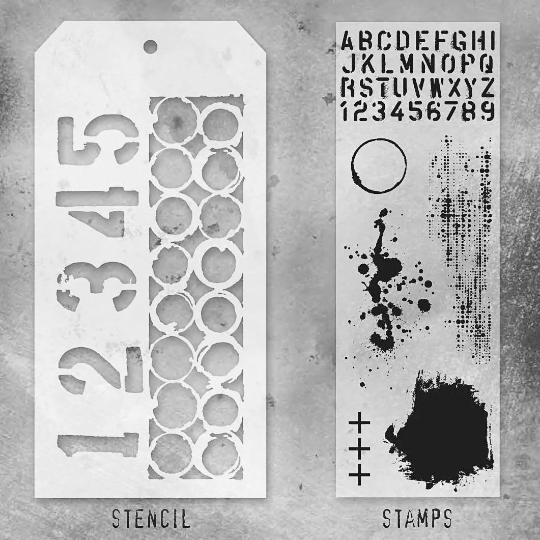 Grunged + Number/Ringer Stamp + Stencil Set No. 22 | Tim Holtz