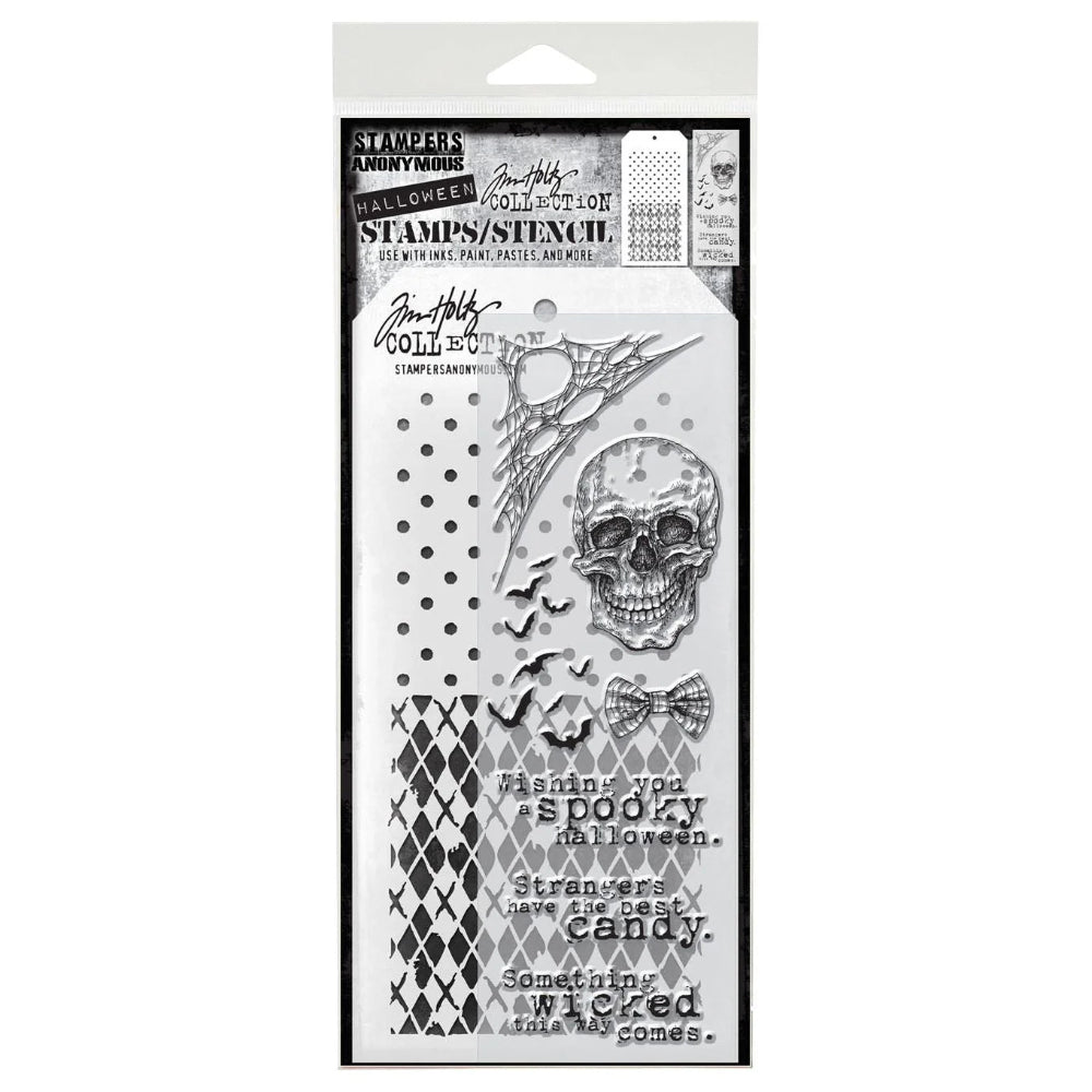 Life of the Party + Polkadot/Argyle Stamp + Stencil Set No. 28 {Halloween} | Tim Holtz