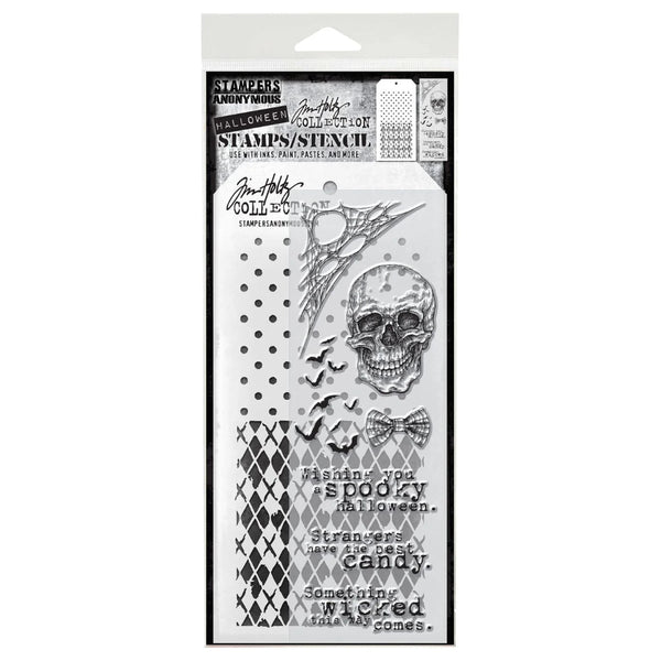 Life of the Party + Polkadot/Argyle Stamp + Stencil Set No. 28 {Halloween} | Tim Holtz