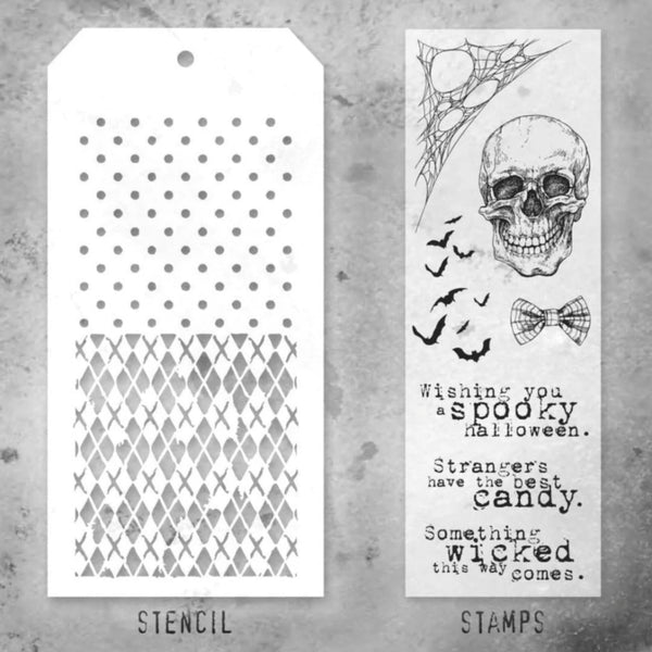 Life of the Party + Polkadot/Argyle Stamp + Stencil Set No. 28 {Halloween} | Tim Holtz