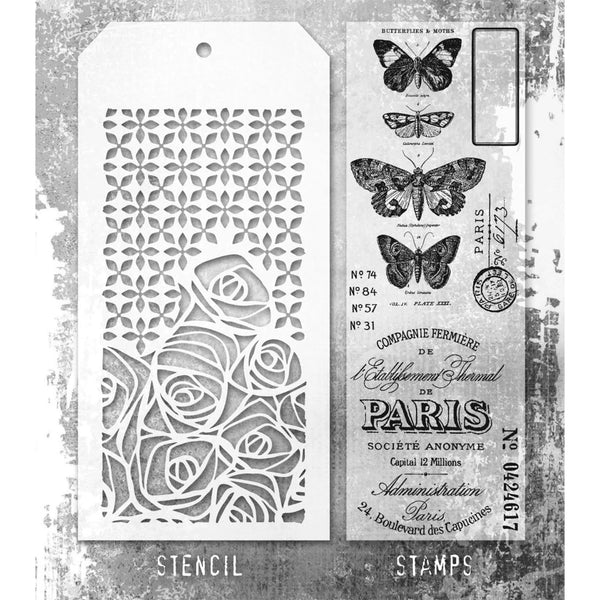 Papillon + Nordic/Scribble Stamp + Stencil Set No. 20 | Tim Holtz
