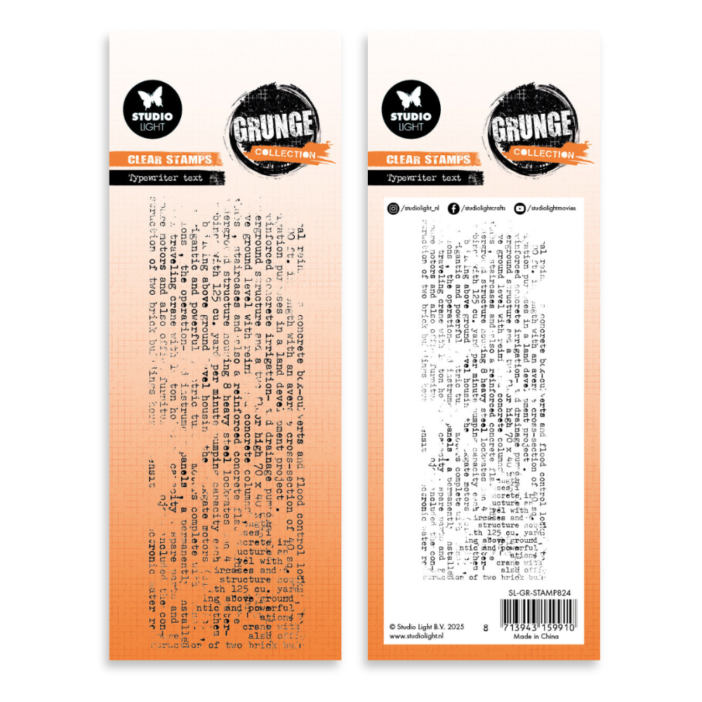 Typewriter Text Slimline Stamp | Grunge Collection