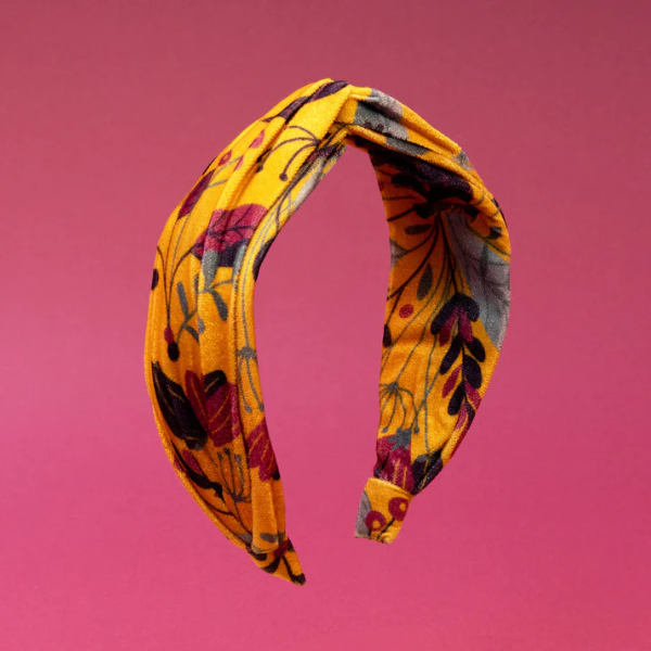 Mustard Floral Velvet Headband