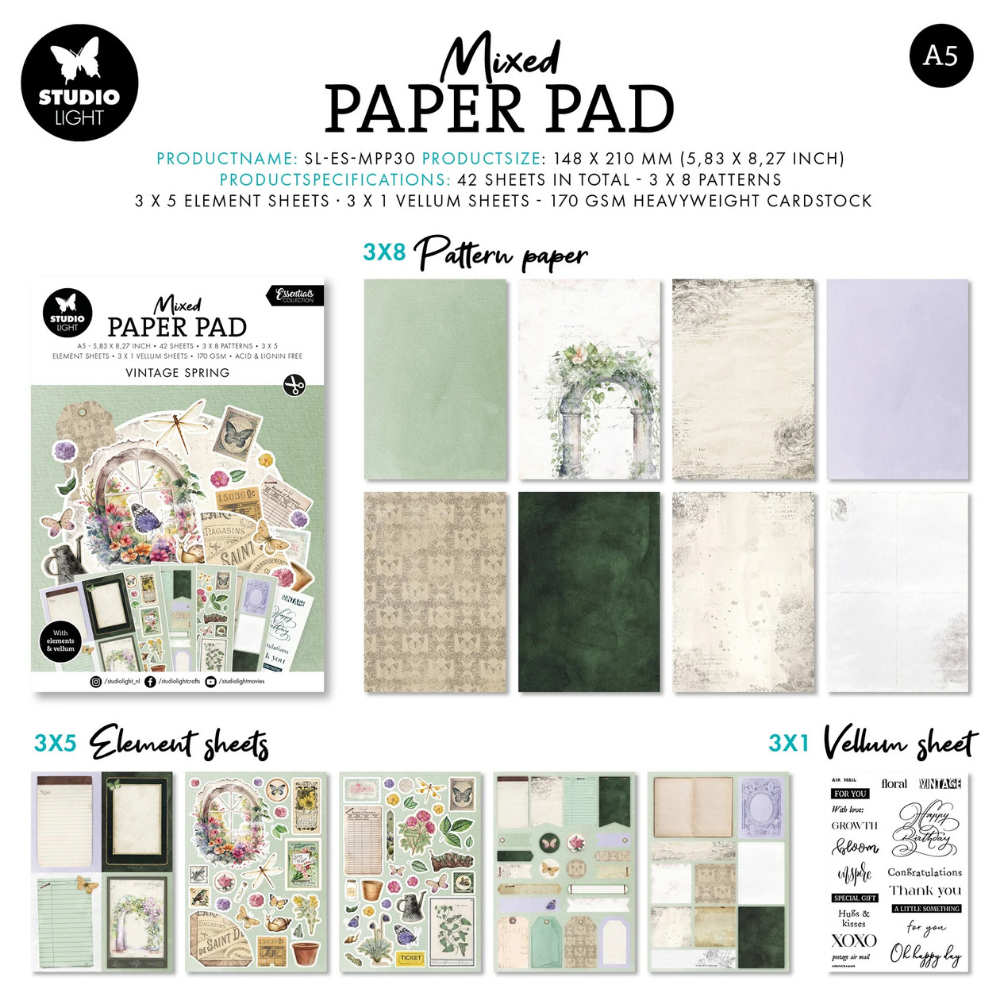 Vintage Spring Mixed Paper Pad | Essentials Collection