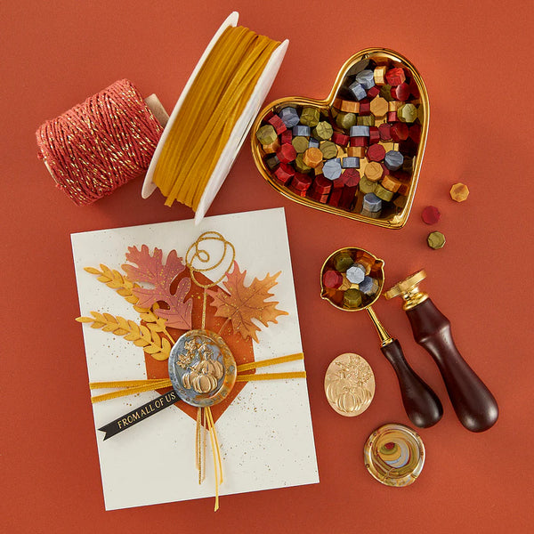 Pumpkin Trio 3D Wax Seal | Falling Leaves