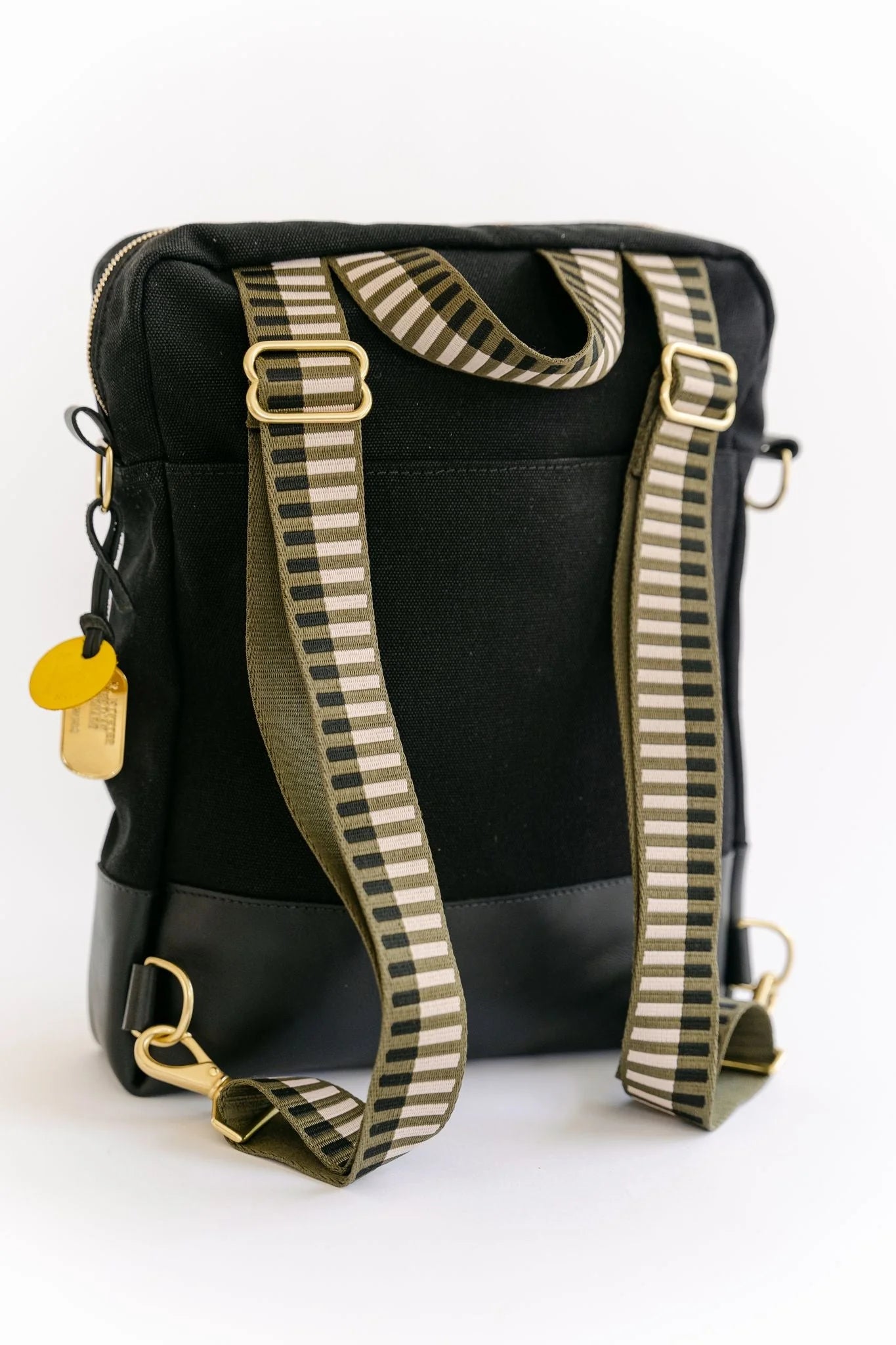 Corbin Signature Black Canvas + Leather Convertible Backpack