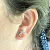 Blue with Red Flower Vintage Book Cover Post Earrings