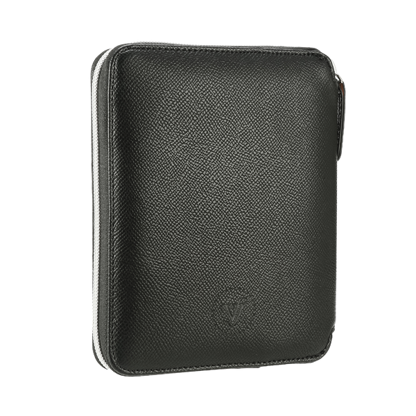 Black Vegan Leather Zippered Portfolio Ruled Notebook