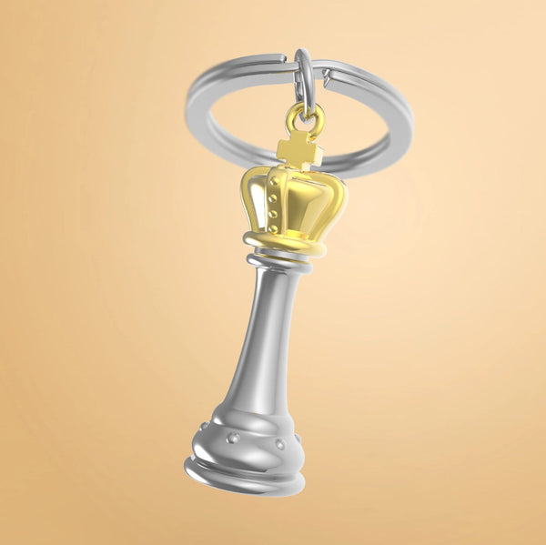 My King/My Queen Metal Chess Piece Keychains
