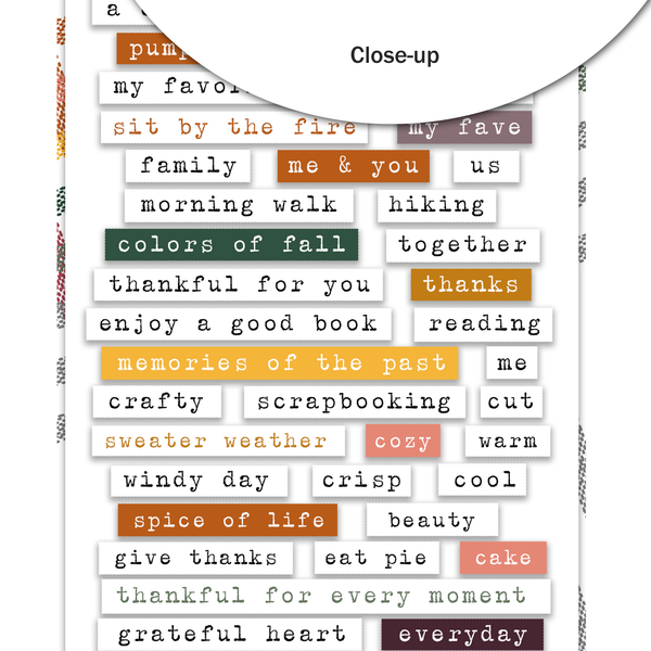 Colors of Fall Wordfetti Stickers | Ginger Snap {clearance}