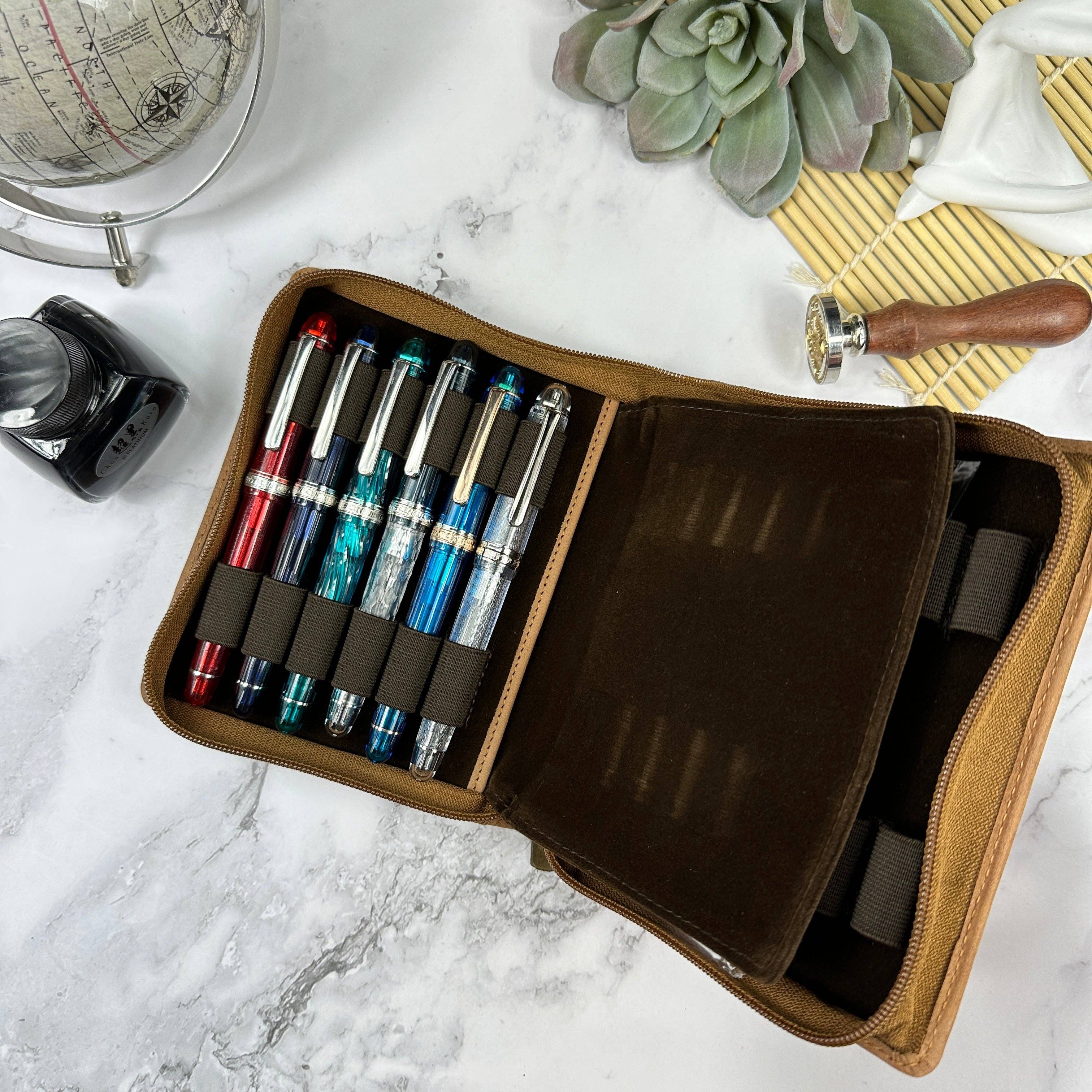 Leather Zippered 12-Pen Case