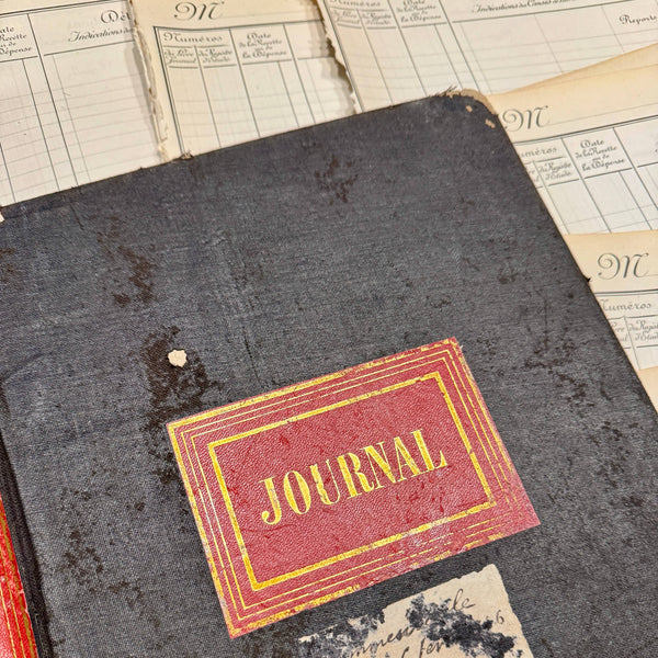 Original 1850s Blank French Ledger Pages Bundles Set/5