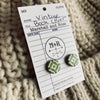 Green and White Vintage Book Cover Post Earrings
