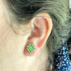 Green and White Vintage Book Cover Post Earrings