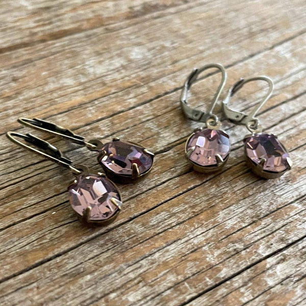 Light Amethyst Vintage Swarovski Earrings