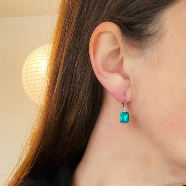 Emerald Vintage Rhinestone Earrings