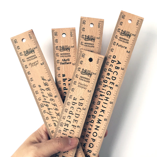 Typeface Reference 12" {30cm} Wooden Rulers