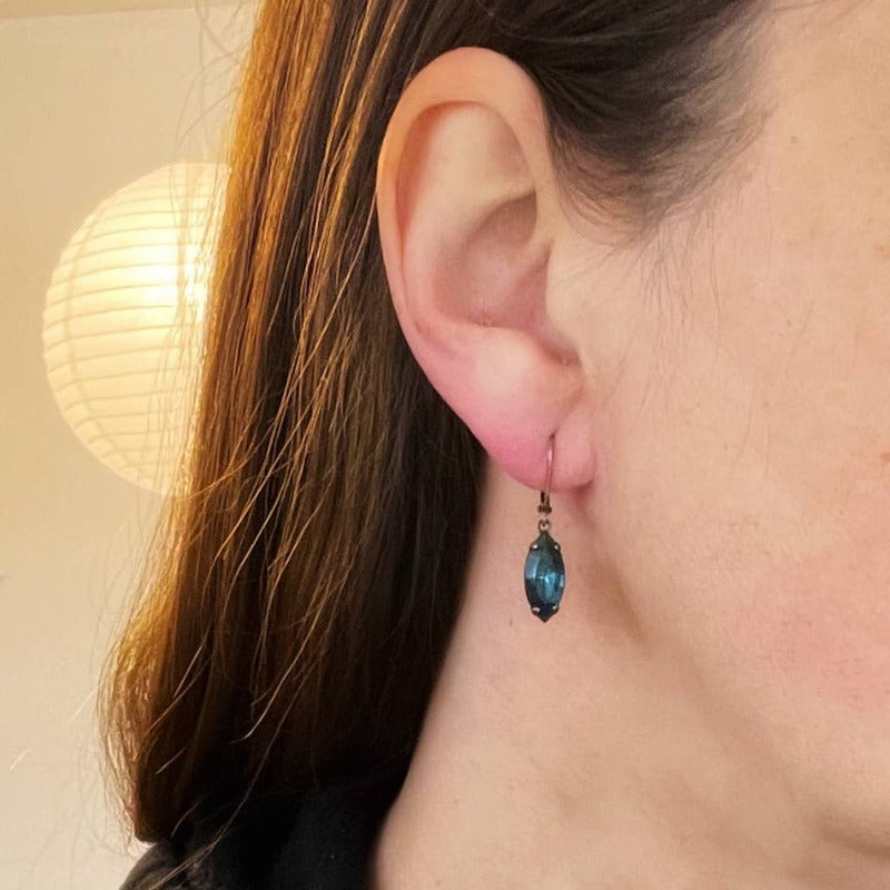 Montana Sapphire Vintage Rhinestone Earrings