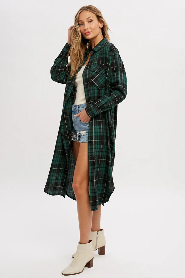 Flannel Plaid Longline Duster/Shacket