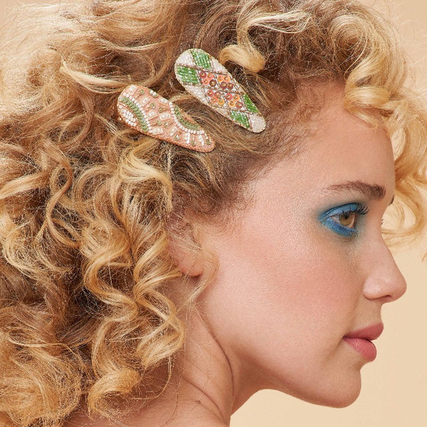 Sunny & Check Jewelled Hair Clip Set