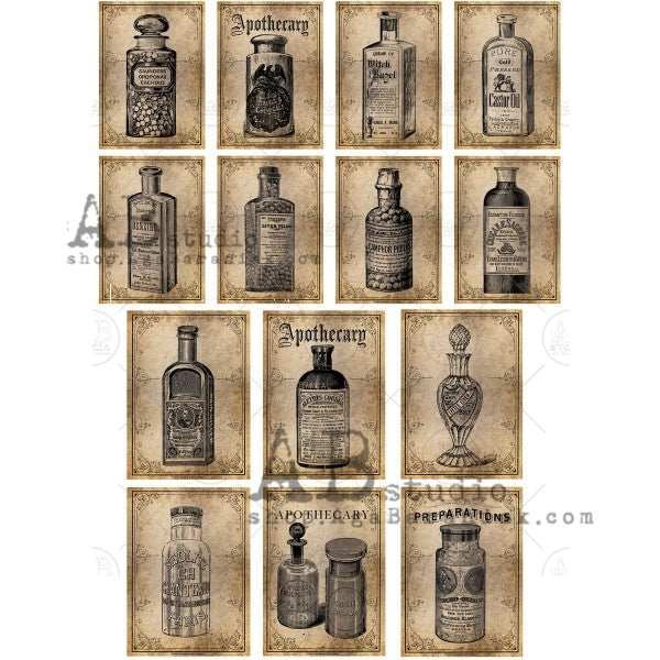 Vintage Labels A4 Rice Paper
