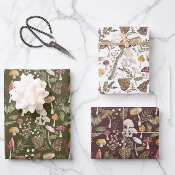 Rustic Woodland Watercolor Wrapping Paper Trio