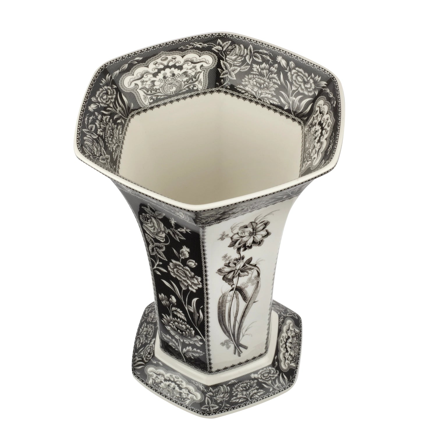 Patrimoine Spode | Vase hexagonal de 10,5 po {Floral}