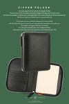 Black Vegan Leather Zippered Portfolio Ruled Notebook
