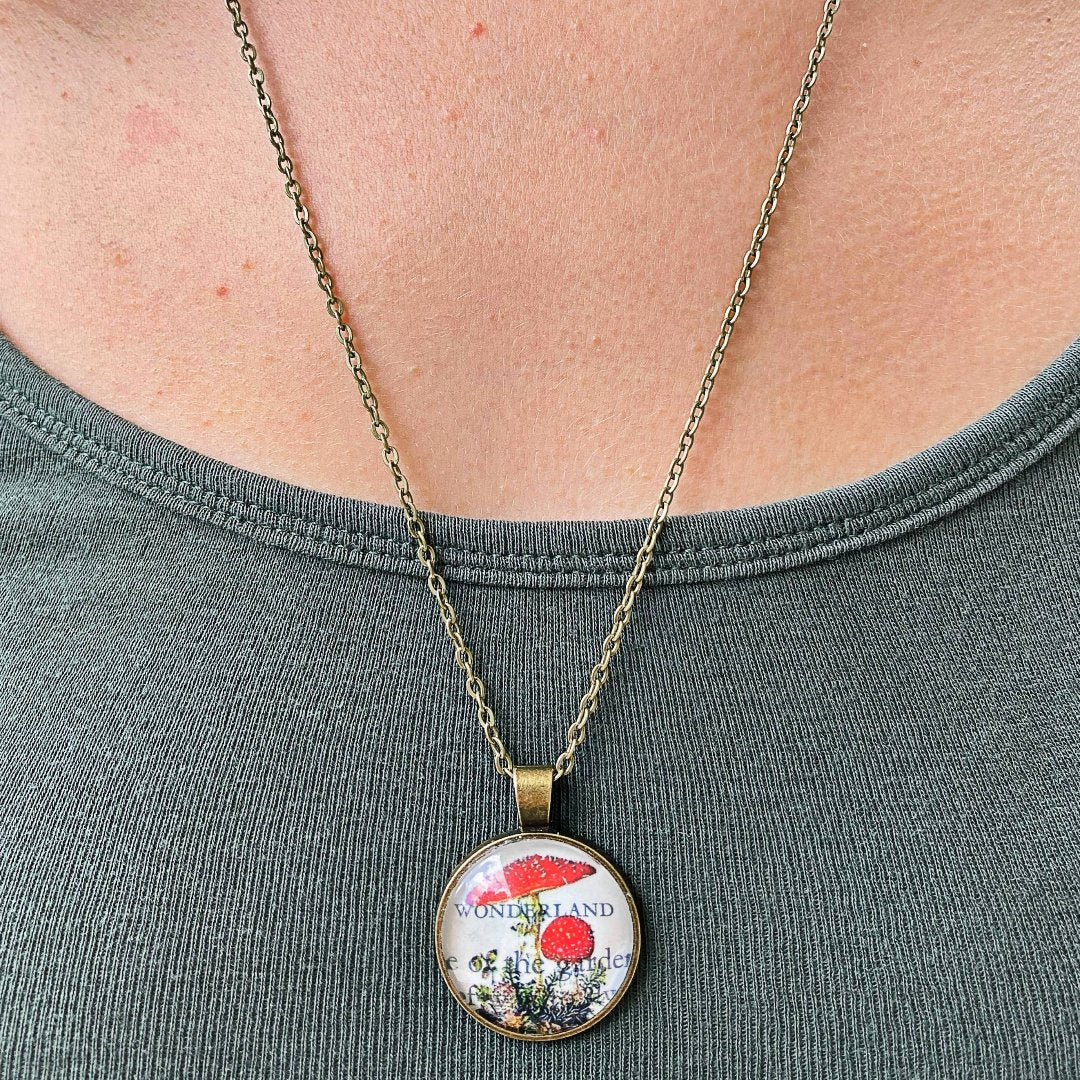 Alice in Wonderland Mushroom Storybook Necklaces