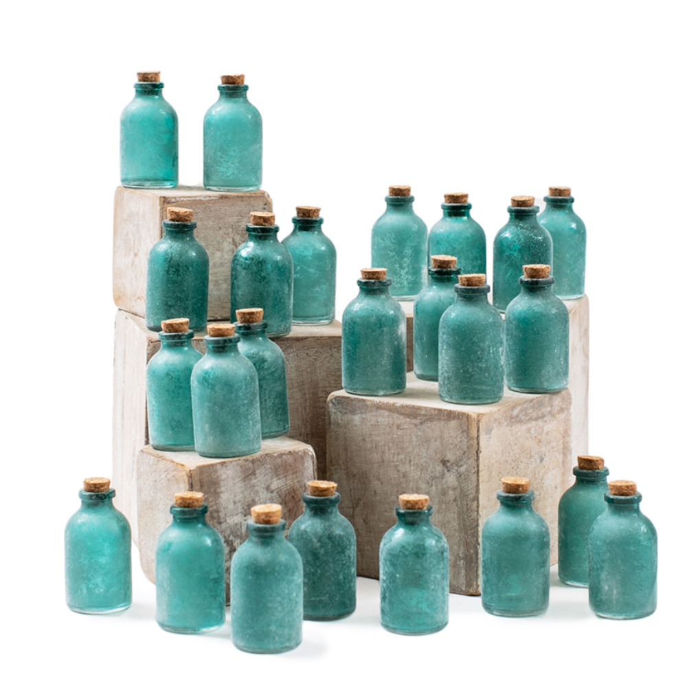 Frosted Green Mini Bottle with Cork