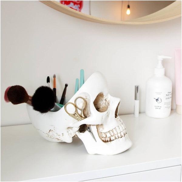 White Skull Desk Tidy