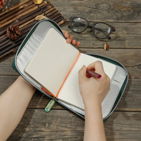 Black Vegan Leather Zippered Portfolio Ruled Notebook