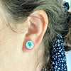 Turquoise Flower Vintage Book Cover Post Earrings