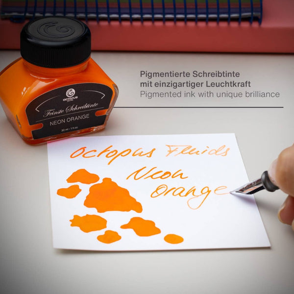 Neon Highlighter Orange Pigmented Fountain Pen Ink