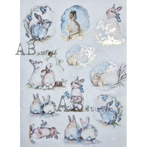 Small Easter Scenes Gilded A4 Rice Paper