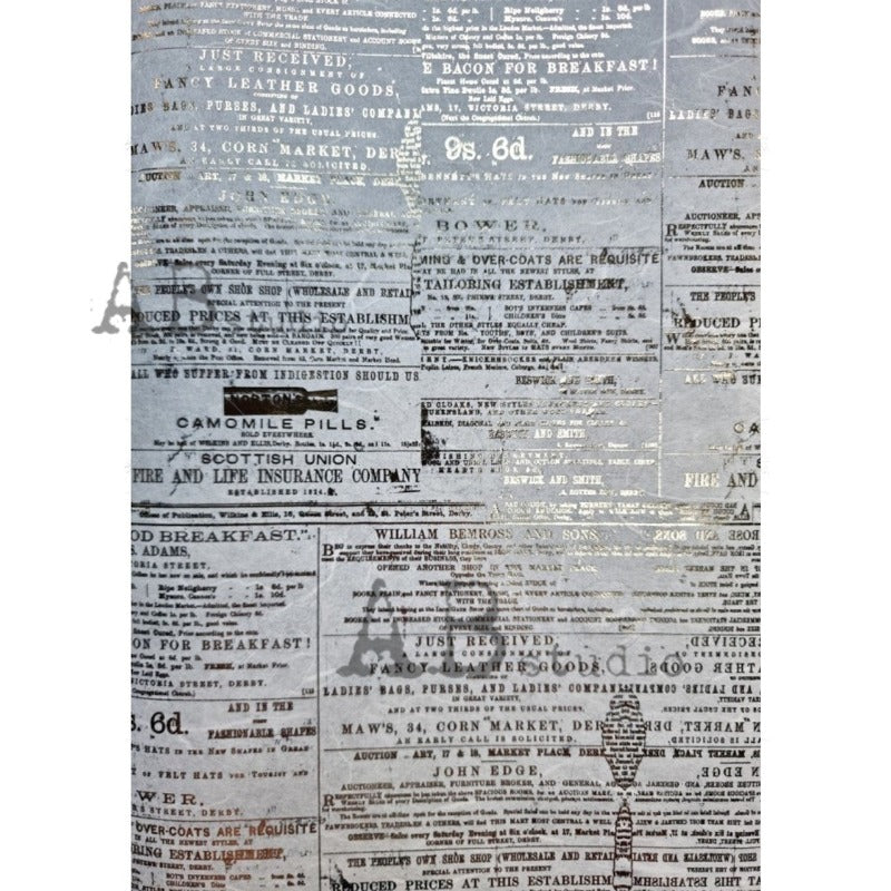 Papier de riz A4 avec texte de fond doré