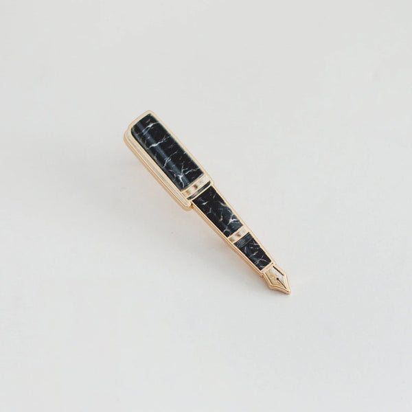 Black Marble Fountain Pen Enamel Pin