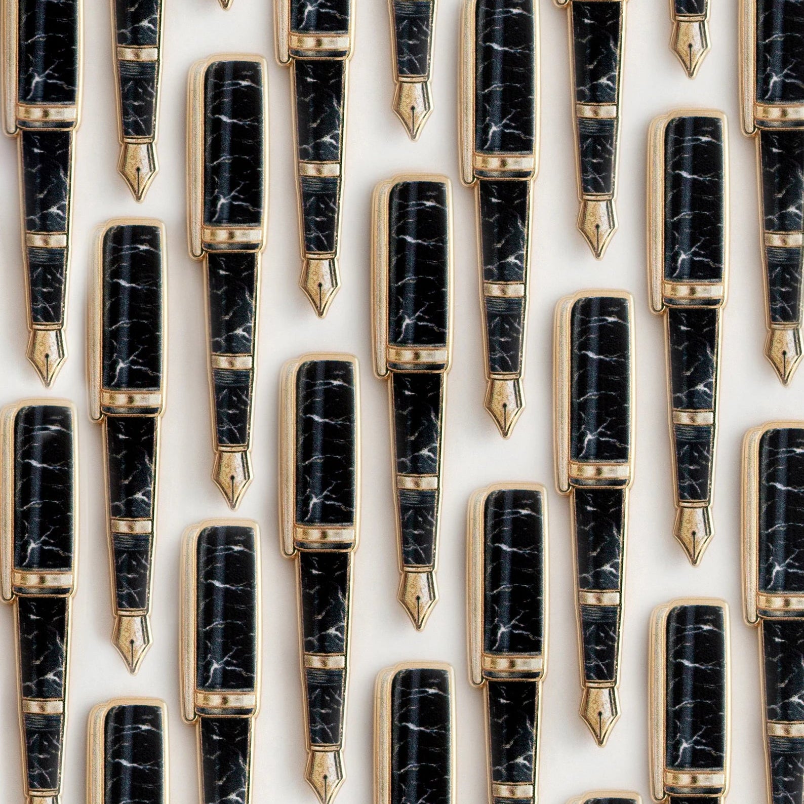 Black Marble Fountain Pen Enamel Pin