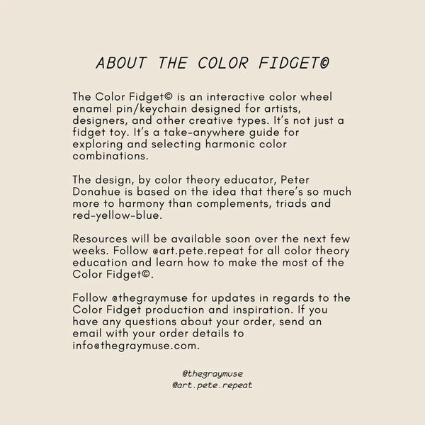 Color Fidget© Interactive Spinner Pin, Keychain, or Magnet