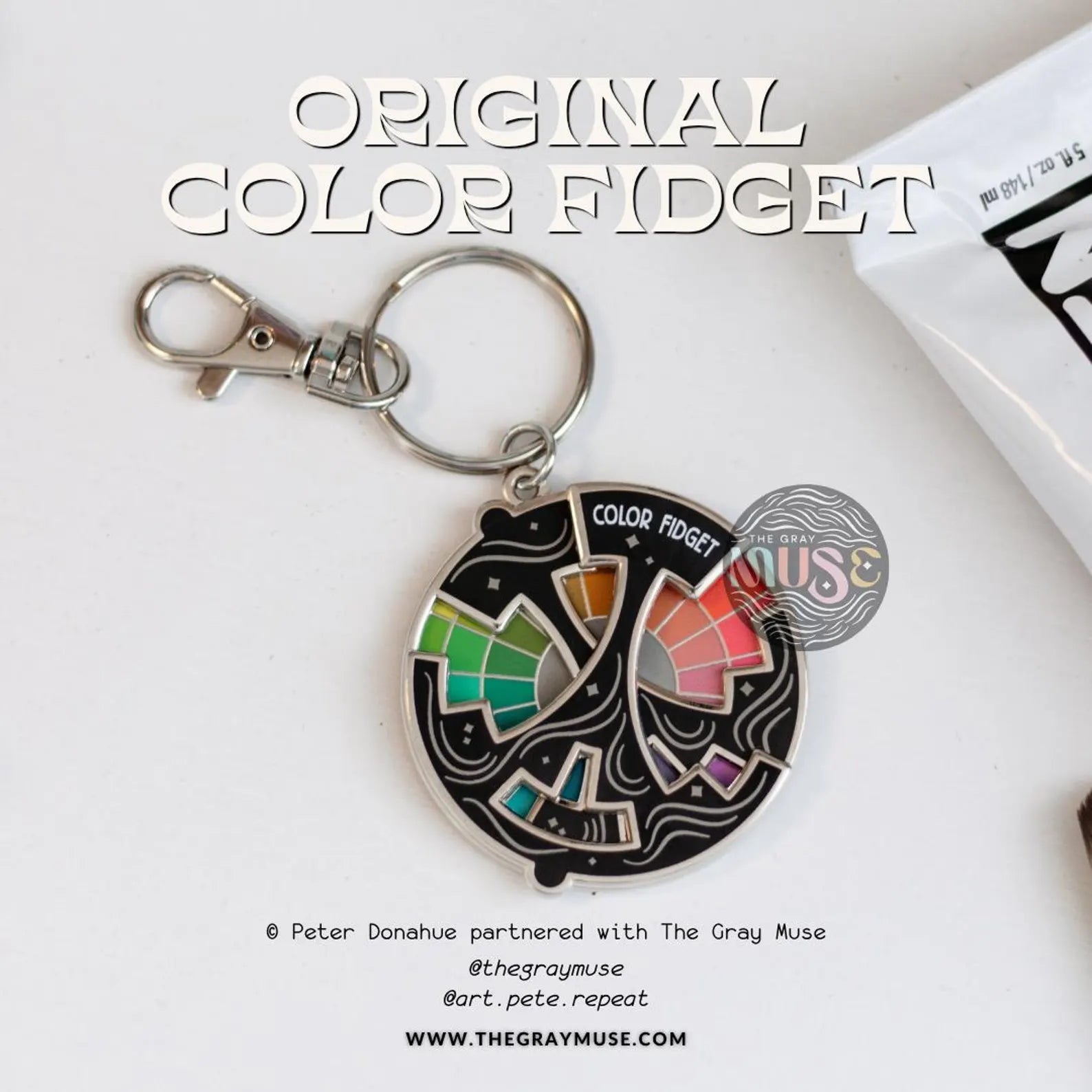 Color Fidget© Interactive Spinner Pin, Keychain, or Magnet