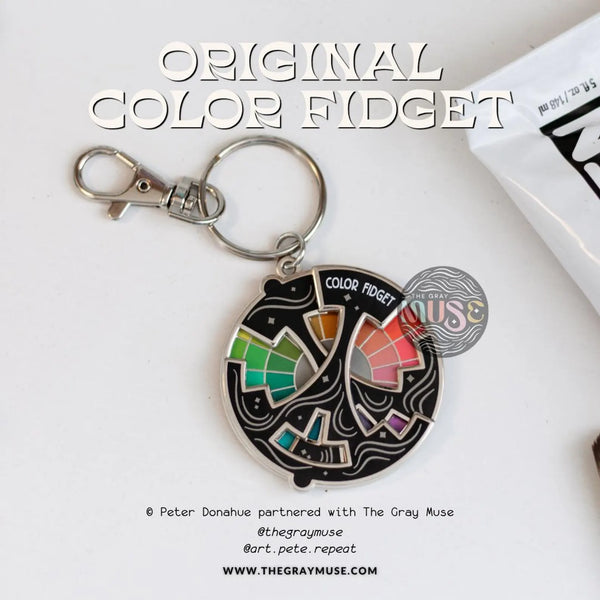 Color Fidget© Interactive Spinner Pin, Keychain, or Magnet