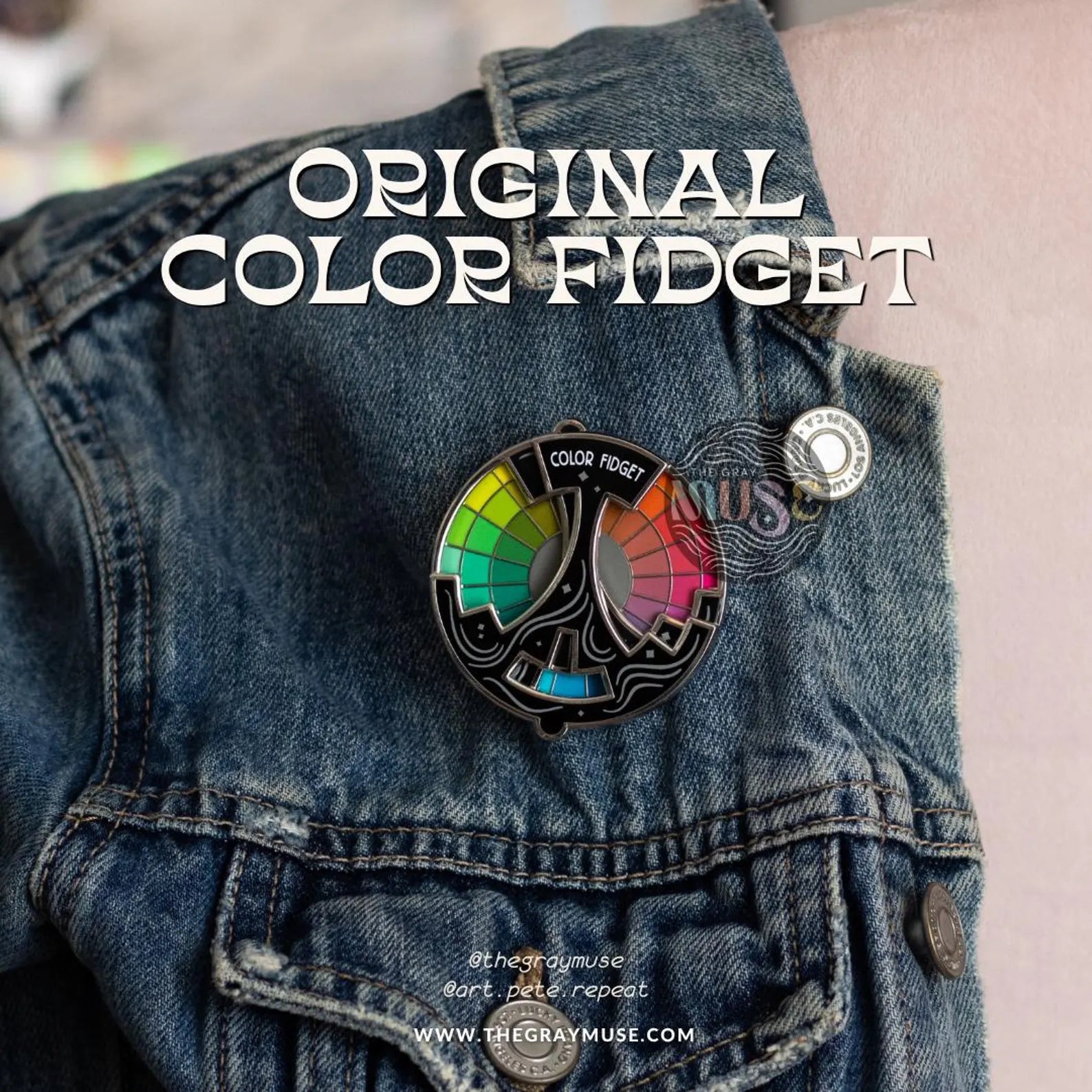 Color Fidget© Interactive Spinner Pin, Keychain, or Magnet